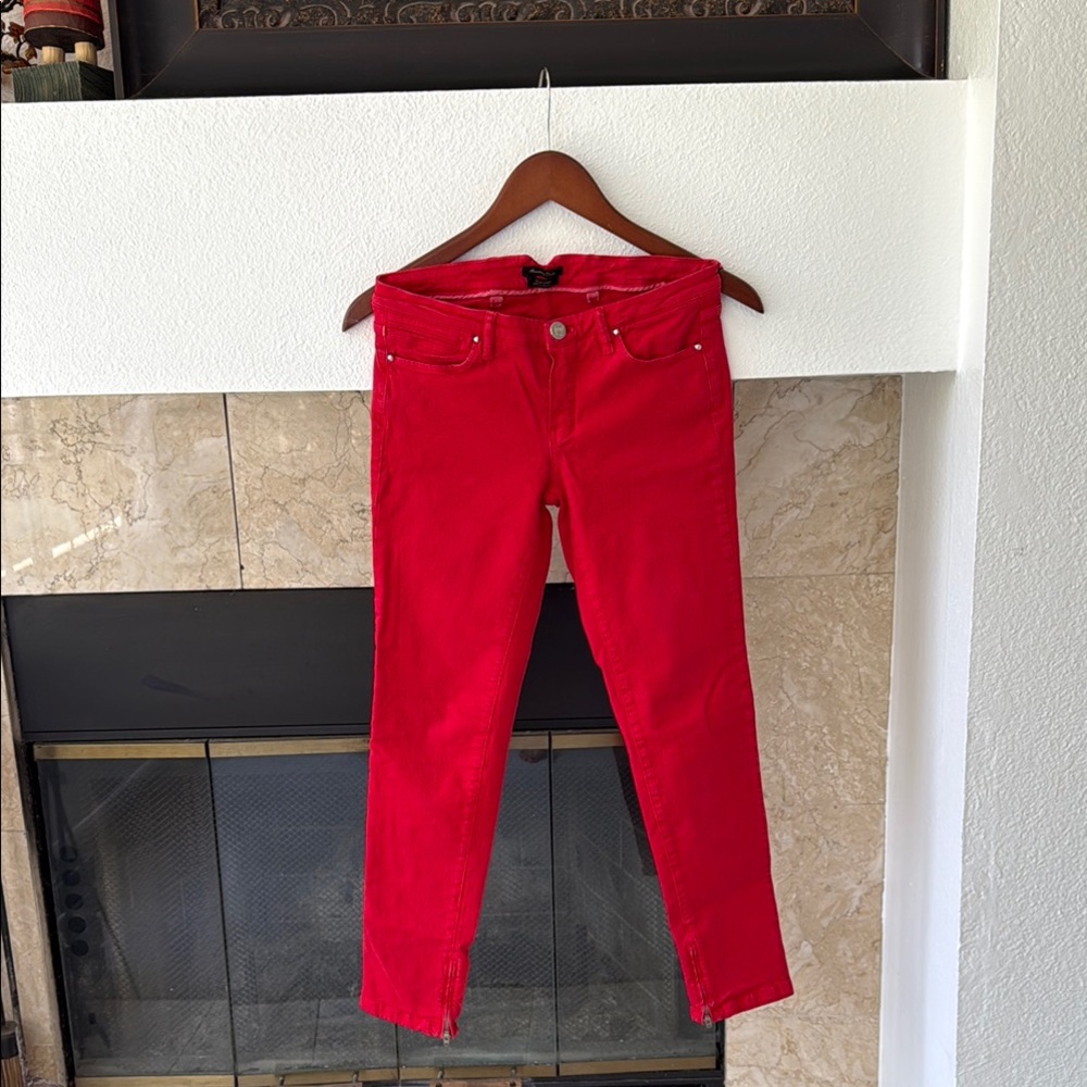 Massimo Dutti Red Ankle Jeans